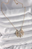 316L Çelik Gold Renk Zirkon Taşlı Vintage Model Kadın Kolye - TJ-BKO9762 - 2