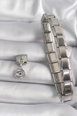 316L Çelik Gümüş Renk Sallantı Zirkon Taşlı Göz Model Nomination Charm - TJ-BC1157 - 2