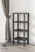 Ombeg 4 Katlı Ahşap Görünümlü Plastik Raf Ünitesi Banyo Mutfak Rafı Salon Balkon Organizeri(SİYAH) - 4