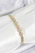 Xuping Pirinç Sıralı Daire Baget Model Gold Renk Kadın Bileklik - TJ-BB7484 - 1