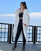 Yarasa kol uzun triko hırka beyaz - 1