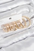 Pirinç Halka Model Gold Renk Kadın Set Küpe - TJ-BKP11049 - 1