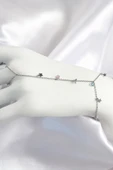 Pirinç Renkli Zirkon Taşlı Sallantılı Yıldızlı Model Gümüş Renk Kadın Şahmeran - TJ-SN708 - 1