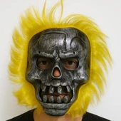 Wild Skull - Metalik Renk Kafatası Sarı Saçlı İskelet Maske - 1