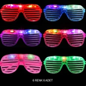 Işıklı Panjur Şeritli Led Parti Gözlüğü 6 Renk 6 lı Set - 1