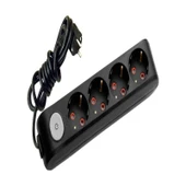 Viko Multi-Let 4 Lu Siyah Anahtarlı Çocuk Korumalı Grup Priz 3 mt thumbnail 1