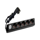 Viko Multi-Let Siyah 5'li Anahtarlı Grup Priz Topraklı Çocuk Korumalı 2 Metre - 1