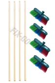 Fırça Sapı Ahşap Sap 150 cm ve Oto Fırça 17 cm Yumuşak 4'lü Set - 1