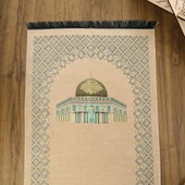 İsme Özel Kubbetüs Sahra Lüks Şönil Seccade Bej (66x117cm) 485gr - 5