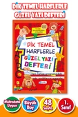 Dik Temel Harflere Uygun Güzel Yazı Defteri -1.Sınıf-KIRMIZI-Büyük Boy-1 Adet- Yeni Müfredata Uygun - 1