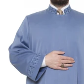 Sabuni İmam Cübbesi İndigo - Kol ve Yaka Nakışlı Model - 1