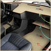 Tofaş Şahin Doğan Kartal Bej Renk Nakışlı Alçak Torpido Halısı & Alt Sehpa Örtüsü - Oto Halı Paspas thumbnail 1