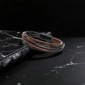 Erkek Bileklik | Kahverengi Siyah Çoklu Katmanlı Tasarım 31833B13D3 thumbnail 5