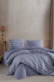 Varol Stripe Saten King Size (Battal Boy) Çarşafı Lastikli Nevresim Takım thumbnail 1