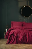 Cotton Box Elegant Saten Çift Kişilik Nevresim Takımı Bordo thumbnail 1