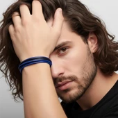 Erkek Bileklik | Mavi Siyah Çoklu Katmanlı Tasarım 31833B13D4 thumbnail 2