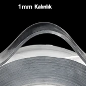 Güçlü Yapışkan Şeffaf Çift Taraflı Nano Silikon Bant 24 mm x 1 m Dayanıklı Kolay Yıkanabilir thumbnail 8