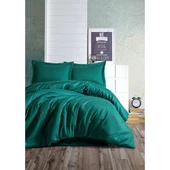 Cotton Box Elegant Stripe Çift Kişilik Nevresim Takımı Saten Petrol - 1