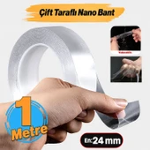 Güçlü Yapışkan Şeffaf Çift Taraflı Nano Silikon Bant 24 mm x 1 m Dayanıklı Kolay Yıkanabilir thumbnail 2