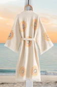 Varol Organik %100 Pamuk Kimono Yaka Sabalık Bornoz - Lemura thumbnail 2