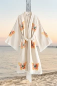 Varol Organik %100 Pamuk Kimono Yaka Sabalık Bornoz - Kelebek thumbnail 2