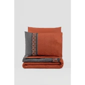 Cotton Box Folk Ark Çift Kişilik Nevresim Takımı Tamaya Kiremit thumbnail 3