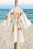 Varol Organik %100 Pamuk Kimono Yaka Sabalık Bornoz - Leopar thumbnail 3