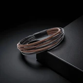 Erkek Bileklik | Kahverengi Siyah Çoklu Katmanlı Tasarım 31833B13D3 thumbnail 4