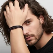 Erkek Bileklik | Kahverengi Siyah Çoklu Katmanlı Tasarım 31833B13D3 thumbnail 2