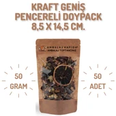 8,5x14,5 cm. Kraft Geniş Pencereli Doypack - 50 Adet thumbnail 1