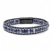 Orijinal Deri, Lapis Doğaltaş ve 316L Titanyum Çelik Erkek Bileklik 31832B22D10 thumbnail 5