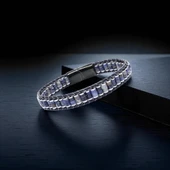 Orijinal Deri, Lapis Doğaltaş ve 316L Titanyum Çelik Erkek Bileklik 31832B22D10 thumbnail 4