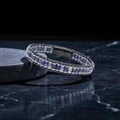 Orijinal Deri, Lapis Doğaltaş ve 316L Titanyum Çelik Erkek Bileklik 31832B22D10 thumbnail 3