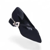 Scarletta S10 Siyah Saten 3Cm Kadın Topuklu Ayakkabı thumbnail 1