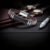 Orijinal Deri ve 316L Çelik Siyah-Kahverengi Erkek Bileklik 31834B19D1 thumbnail 3