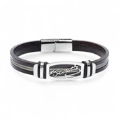 Atatürk İmzalı Çelik Halatlı Erkek Deri Bileklik 31834B17D2 thumbnail 5