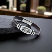 Hayat Ağacı Desenli Çelik Halatlı Erkek Bileklik 31834B17D3 thumbnail 4