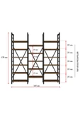 6 RAFLI METAL KİTAPLIK ÜÇ MODÜL  Safir Meşe thumbnail 6