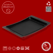 Lava Döküm Dikdörtgen Servis Tabağı. Ölçü 36x24cm.-Bordo - 4