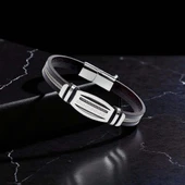 Grek Anahtarı Desenli Çelik Halatlı Erkek Bileklik 31834B17D4 thumbnail 4