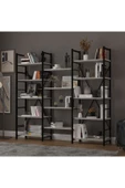 6 RAFLI METAL KİTAPLIK ÜÇ MODÜL  Kül Gri thumbnail 2