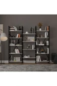 6 RAFLI METAL KİTAPLIK ÜÇ MODÜL  Kül Gri thumbnail 1