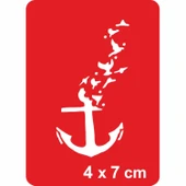 Martılar ve Deniz Çapa  Tattoo Geçici Dövme Şablonları Kına Kalıpları thumbnail 1