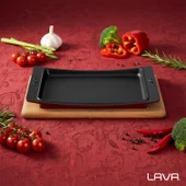 Lava Döküm Dikdörtgen Servis Tabağı ve Kayın Servis Ahşabı. Ölçü 36x24cm.-Bordo thumbnail 7