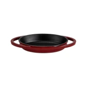 Lava Döküm Oval Sahan Döküm Demir Yekpare Çift Kulplu Ölçü 15x10cm.-Bordo - 1