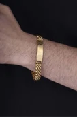 Gümüş Pazarım Klasik Model Altın Kaplama Çelik Erkek Bileklik thumbnail 3