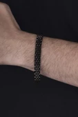 Gümüş Pazarım Siyah Kordon Model Çelik Erkek Bileklik thumbnail 2