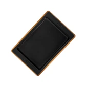 Lava Döküm Dikdörtgen Servis Tabağı ve Kayın Servis Ahşabı. Ölçü 36x24cm.-Bordo thumbnail 3