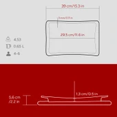 Lava Döküm Dikdörtgen Servis Tabağı ve Kayın Servis Ahşabı. Ölçü 36x24cm.-Bordo thumbnail 5