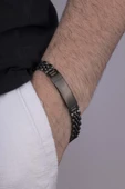 Gümüş Pazarım Klasik Model Siyah Çelik Erkek Bileklik thumbnail 1
